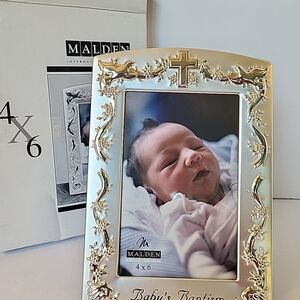 Malden Silver Baby's Baptism Photo Frame 4x6" New in box
